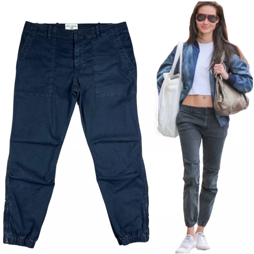 Nili Lotan | Cropped Military Pant in Blue | 0